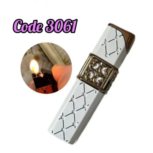 ولاعة غاز شعلة ابيض الشكل بحزام فضى (code3061)