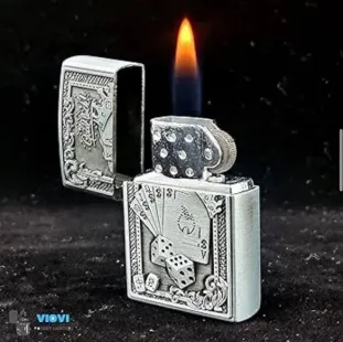 ولاعة سولتير فضى شعلة اتوماتيك (code3083)