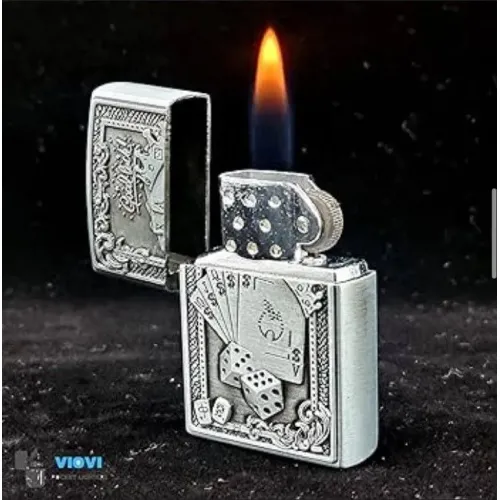 ولاعة سولتير فضى شعلة اتوماتيك (code3083)