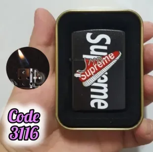 ولاعة غاز معدن اسود supreme (code3116)