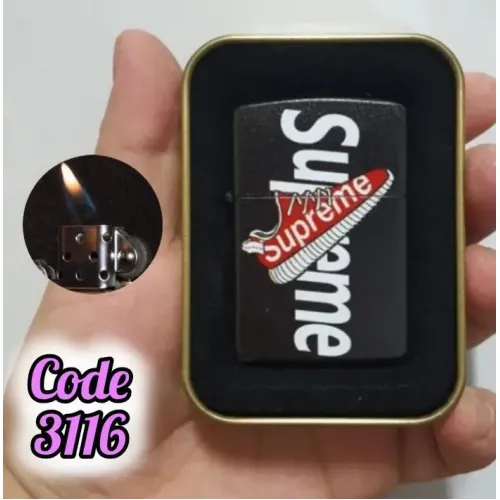 ولاعة غاز معدن اسود supreme (code3116)