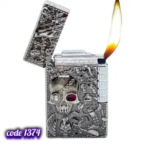 ولاعة ترس شعلة الجمجمة الفضى (code1374)