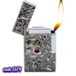 ولاعة ترس شعلة الجمجمة الفضى (code1374)