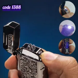 ولاعة الكتريك شعلة مزدوجة شحن usb مزودة بكشاف (code1388)