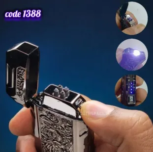 ولاعة الكتريك شعلة مزدوجة شحن usb مزودة بكشاف (code1388)