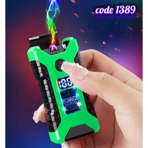 ولاعة الكتريك شعلة مزدوجة شحن USB مزودة بأضاءة وعداد تايمر (code1389)