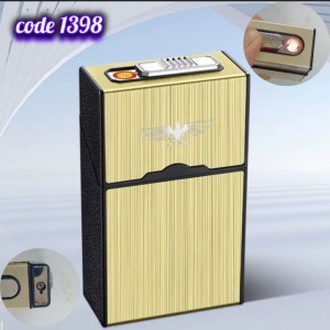 حافظة سجائر مزودة بولاعة شحن USB وولاعة غاز سخان (code1398)