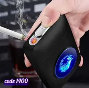 حافظة سجائر مزودة بولاعة شحن ولوجو مضئ (code1400)