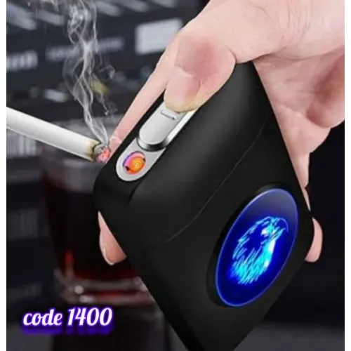 حافظة سجائر مزودة بولاعة شحن ولوجو مضئ (code1400)