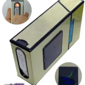 علبة سجائر مزودة بولاعة شحن USB ولوجو مضئ (code1401)