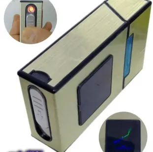 علبة سجائر مزودة بولاعة شحن USB ولوجو مضئ (code1401)
