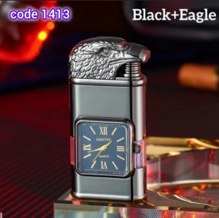 ولاعة صقر شعلتين مزودة بساعة (code1413)